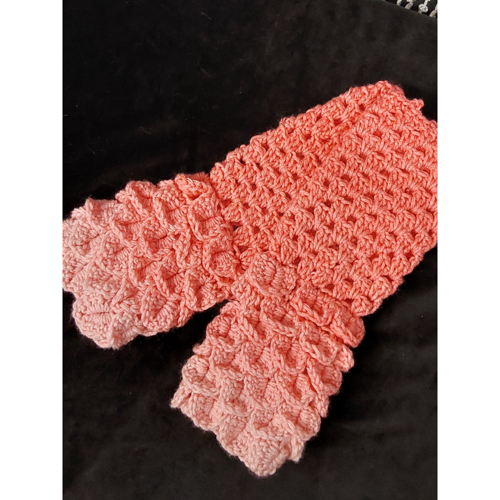 Crochet Fingerless Dragon Scale Handmade Gloves - Picture 3 of 4
